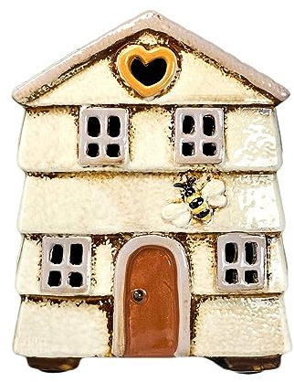 Cream Beehive House Candle Holder 11x14x7cm Ceramic Bee Cabin Home Tea Light Decoration