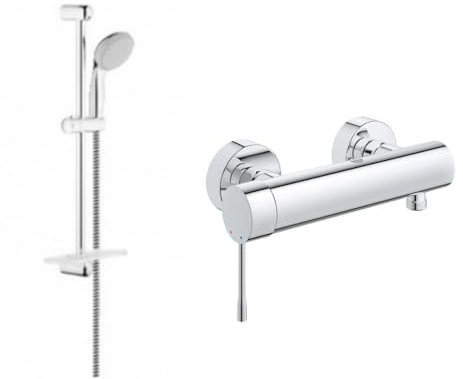 Grohe - Mitigeur douche Essence et douchette + barre de douche + porte savon Tempesta