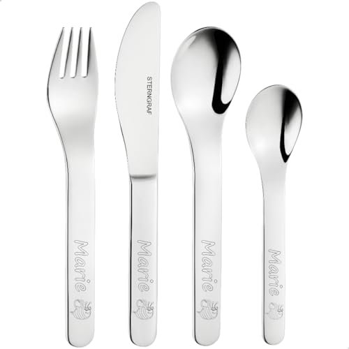 Kinderbesteck mit Gravur Biene + Name 4tlg personalisiert mit Namensgravur - Gravurbesteck Geburtsbesteck Taufgeschenk