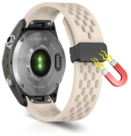 WoPail 20mm/22mm/26mm QuickFit Silikon Armband für Garmin Smartwatch Sport ErsatzArmband Magnetisch (20mm-Starlight)