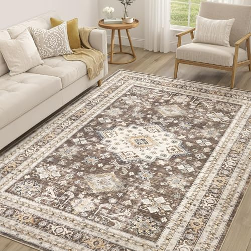 Vintage-Teppich für Wohnzimmer, 15,2 x 22,9 cm, groß, weich, waschbar, orientalisch, traditionell, Used-Look, Landhaus-Teppich für Schlafzimmer, Innenboden, Akzent-Teppich für Zuhause, Büro,