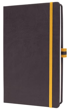 SIGEL LS107 Notizbuch A5 liniert dunkelgrau, gelb, Hardcover, 176 Seiten, vegan, aus nachhaltigem Papier, Linescape
