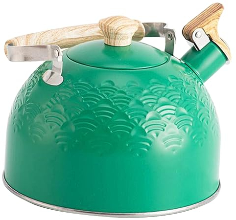 GOOHOCHY Silbato Tetera Calentar Tetera Silbante Olla Sonora Olla De Agua Para La Cocina Teteras Ruidosas Caldera De Agua Caliente Tetera Silbante Con Asa Gas Madera Cámping La Tetera