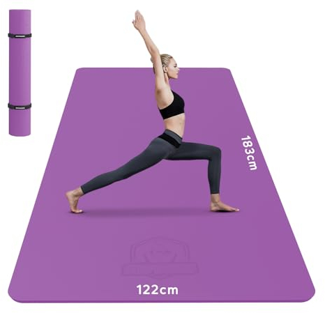 HAPBEAR Yogamatte XXL- Extra Groß Breit Yoga Matte, TPE Sportmatte Fitnessmatte Rutschfest 183cm x122cmx6mm Dicke,Ultra Haltbar, Gymnastikmatte für Pilates, Gym, Zuhause, Workout-Lila