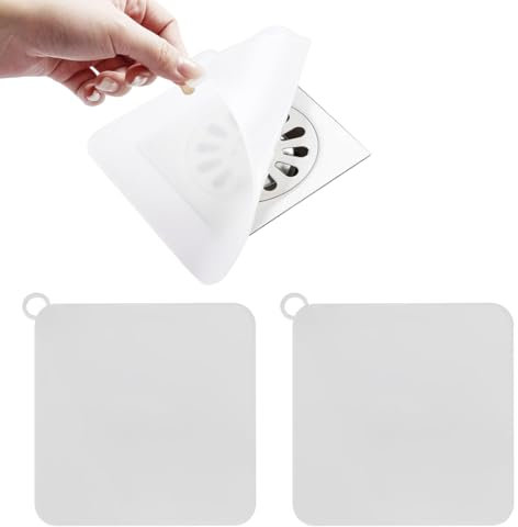 PLKSEI 2 Piezas Tapa Desague Ducha Cubiertas de Desagüe Antiolor y Antideslizantes de Silicona para el Baño Cocina o Patio para Fregadero,Cocina,Baño el Olor(15 * 15cm)