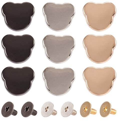 PandaHall Juego de 21 remaches de cuero con rosca trasera, hebilla de oso para decoración de bolsos, zapatos, manualidades de cuero, ropa, cinturón