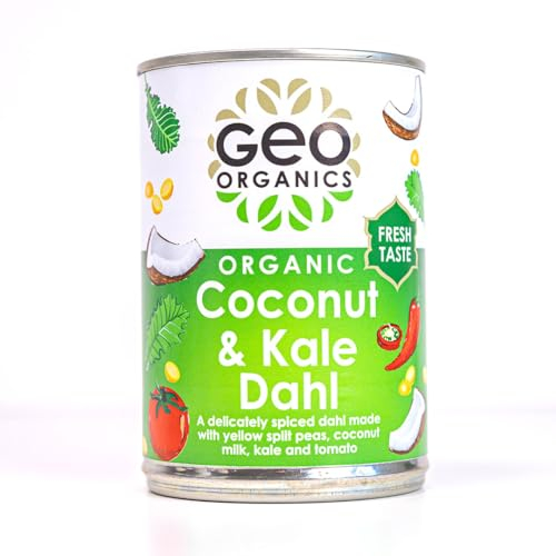 Geo Organics Coconut & Kale Dahl 400g (Pack of 1) | Authentic Indian Side Dish | Low Sugar & Salt | Certified Organic | Vegan Meals & Gluten-Free Food | Mild Spice Level