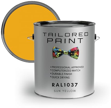 Tailored Paint Vernice su misura per porte e finestre in PVC 1K a pennello o spray su finitura lucida RAL1037, giallo sole, barattolo da 100 ml