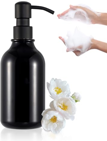 300ML/500ML Flacon Pompe Vide Noir,Bouteilles de Distributeur de Savon,Bouteilles Vides avec Pompe,Distributeur de Savon en Verre,for Liquid,Soap,Shampooing,Hôtel, Résidence (500ml)