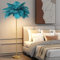 Feder Lampenschirm Flauschige Feder Stehlampe mit romantischem Feder Lampenschirm Elegante Feder Stehlampen Home Dekoration für Wohnzimmer Schlafzimmer (Blue)