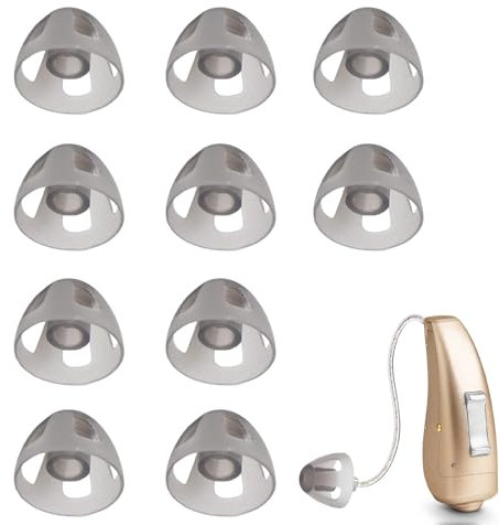 10PCS Hearing Aid Domes Soft Silicone Hearing Aid Domes for Phonak Transparent Black Hearing Aid Buds Open Domes Layer Replacements Hearing Aids Earbud of Hearing Aid Accessories(9mm/0.35Inch)