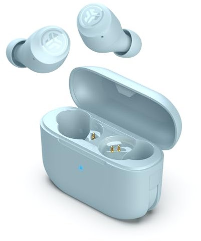 JLab Go Air Pop+ In Ear Kopfhörer kabellos Bluetooth, True Wireless Kopfhörer, 35+ Std Headphones, kabellose Ohrhörer, Earbuds mit Mikrofon, USB-C Ladebox, Dual Connect, EQ3 Sound, Hellblau