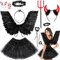iZoeL Angel Costume Devil Black Angel Wings Devil Halloween Costume Women Girls Women Adult Wings Black Halo Devil Horns Fork