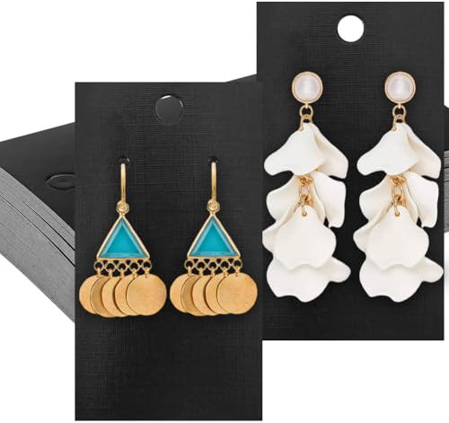 SOFPLATE 200 porte Cartes Noir pour Boucles D'Oreilles Support de Carte Rectangulaire en Carton Collier Bracelet Boucle D'Oreille Porte Clés Bijoux Porte Cartes pour la Vente de Bijoux 3.5x2(1) cm
