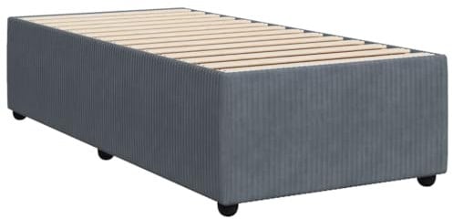 vidaXL Bettgestell, Polsterbett Bett für Schlafzimmer, Bettrahmen mit Lattenrost, Einzelbett Schlafzimmerbett, Dunkelgrau 90x190cm Samt