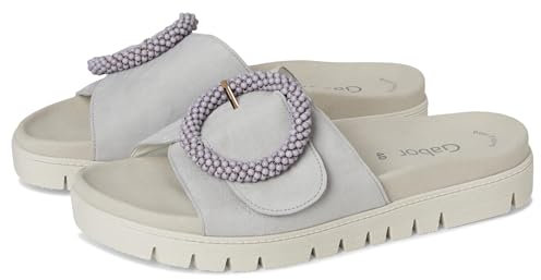 Gabor Damen Pantoletten, Frauen Slipper,Best Fitting,schluepfschuhe,Slides,Slip-ons,Backless Slipper,Mules,Gartenschuhe,Light Grey,43 EU / 9 UK