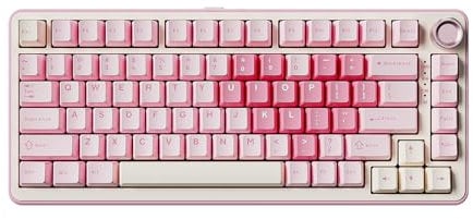 YUNZII B75 Pro Clavier Mécanique Sans Fil, 75% Game Keyboard Hot Swap Custom Avec Knob, Pre-lubed Switches RGB, BT/Type-C/2.4G (Pink, Cocoa Cream V2 Switch)
