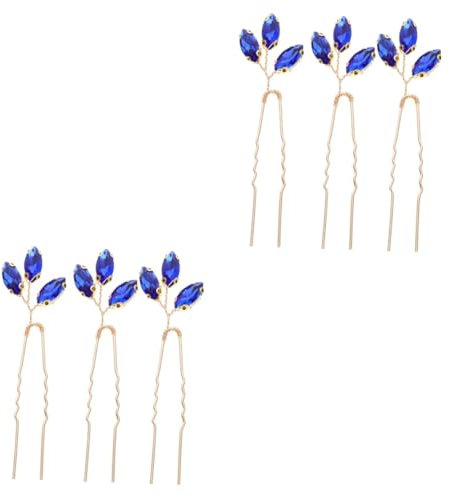 IWOWHERO 6 Stück Hochzeit Haarnadeln Blumen Strass Braut Haarschmuck Brautschmuck Haare U-förmig Hochzeit Haarspangen für Frauen