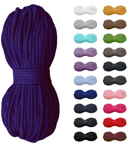 5m Baumwollkordel 5mm, Kordel, Schnur, Turnbeutel, 21 Farben (Violett)