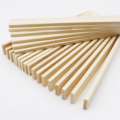 WANYI 60 Stück Holzklötzchen Klötzchen zum Basteln Quadratisch Bastelklötzchen Holz 200x20x5mm Kiefernholz Holzleisten Holzbausteine Bausteine Holz für DIY Handwerk Deko und Modellbau Schnitzen
