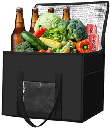 Groß Kühltasche Faltbar 50L Isoliertasche Kühlbox Kühlkorb für Essen, Groß Picknicktasche Thermotasche für Outdoor BBQ Camping,Einkaufen,45X31X36cm