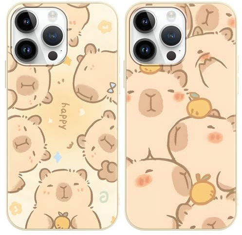 PBNDJVG Kawaii Phone Cases Funny Capybara Case for Apple iPhone 14 Pro Max 6.7 Inch, Anime Cartoon Cute Pattern Shockproof Soft TPU Silicone Gel Drop Protection Case for Women Girls