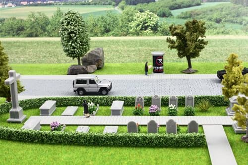 Overdrive-Racing Spur N 1:160 Friedhof Grabsteine '19 Stück' Gräber Gruft Kreuze Kirche