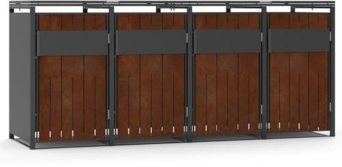 ESTEXO Mülltonnenbox Mülltonnenverkleidung bis 240 L Behälter und Unterstand für Mülltonnen abschließbar Müllbox Aufbewahrungsbox Rost (4 Türen)
