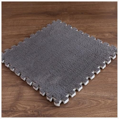 20-Pack Thick Plush Interlocking Foam Carpet Tiles - 12x12 Soft & Fluffy Square Mats for Floor Protection - Durable Puzzle Rug Mats(Grey)