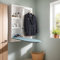 Armoire à Repasser Murale 34x17x94, Armoire de Rangement Murale avec Miroir, Table à Repasser Compacte Intégrée, avec étagère Rangement, Pied de Support Pliable, pour Maison et Appartement (Blanc, A)