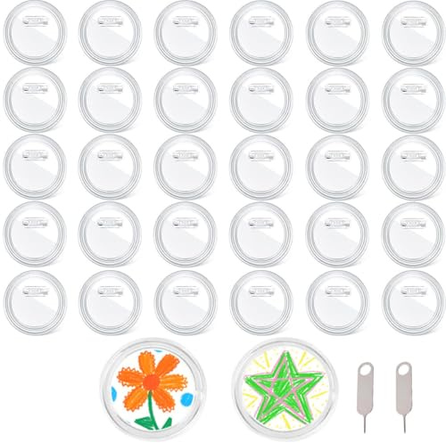 30 Stück Transparente DIY Ansteckbuttons, φ 60mm Buttons Selber Machen