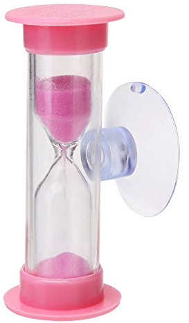 Sandglas-Timer, 2 Minuten Mini-Sanduhr aus Glas mit Saugnapf, zum Kochen, Duschen, Zähneputzen (Rosa)