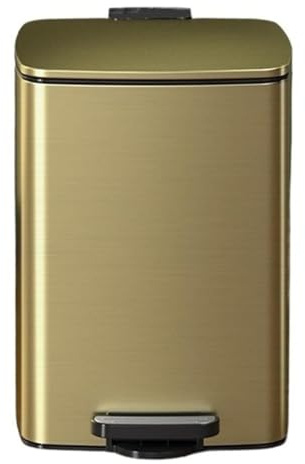 Brushed Stainless Steel Smart Trash Can 20/30L - Square Pedal Recycling Bin with Lid & Inner Buckets, Hands-Free Step Garbage Can for Home, Office & Bathroom (Gold)