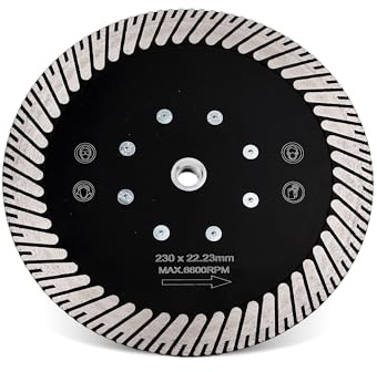 Casaverde Disco da taglio diamantato 230 mm, disco diamantato per tagliare e levigare granito, quarzo e quarzite, con flangia M14