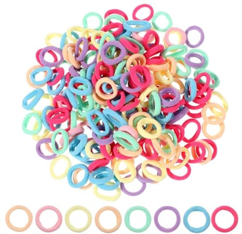 200 stycken hårsnoddar, flickor, 8 färger, litet hårgummi, färgglada, elastiska hårsnoddar, flätgummin, hästsvans, hårband, mini, sömlösa hårband, mjukt flätgummi, litet för flickor, jul, presenter