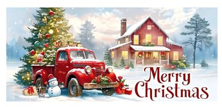 Großes Banner für den Außenbereich, für Feiertage, Festliche Weihnachtsfeiern, mit fröhlichem Gruß für Zuhause, Schaufenster, Wand, Kamin (A, AM)