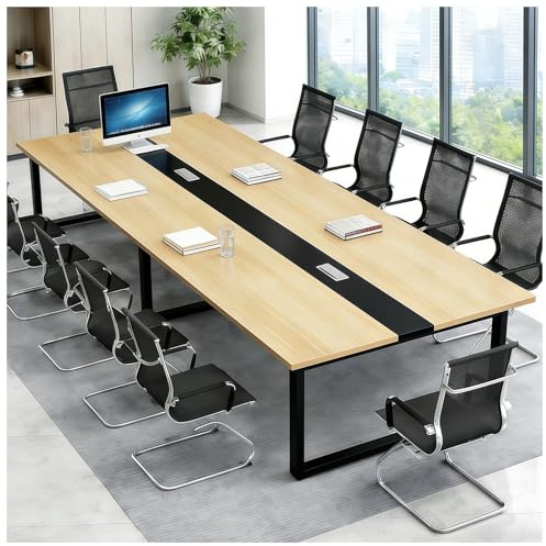 Großer Konferenztisch Büro, Moderner Modularer Besprechungstisch mit Kabelmanagement & Stabilem Metallrahmen, Rechteckiger Konferenztisch, Meetingtisch für Meetingraum und Seminarraum (Ohne Stühle)
