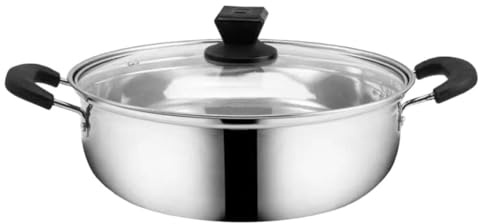Stainless Steel Stock Pot Double-Handle Large Capacity Silver | Food-safe Build, Even Heat Distribution, Easy Cleaning, Large Cooking Pot with Lid