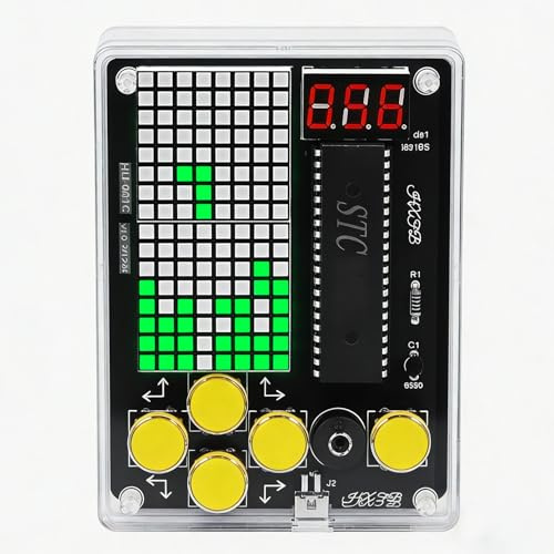 DIY Spielekonsole Löt Bausatz, 7 in 1 Elektronik Baukasten Handheld Game Console Kit mit Acrylgehäuse, 7 Spielearten DIY Games Console Handheld Kit Lötübungsset für Erwachsene Studenten Lernen Löten