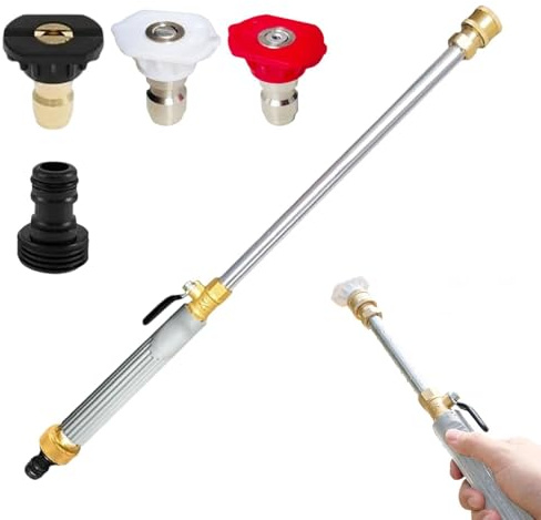High Pressure Washer Hose Attachment with 3 JetNozzles for Garden Hose, Portable Pressure Washer Wand, Adjustable Cleaning Sprayer,Power Wand for GardenHose Car Washing