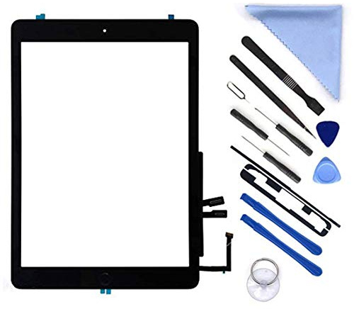 Kit di riparazione digitalizzatore nero per iPad 9,7 2018 iPad 6 6° generazione A1893 A1954 Touch Screen Digitizer sostituzione con tasto Home, (LCD non incluso) + adesivo preinstallato + strumenti
