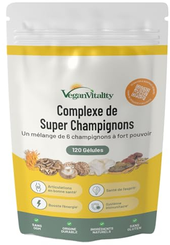 Mushroom Complex 6 Lions Mane Mushroom Supplement 120 Capsules High Strength Vegan Supplement with Lions Mane, Reishi, Chaga Mushroom Powder, Shitake, Cordyceps & Maitake (120 Capsules)