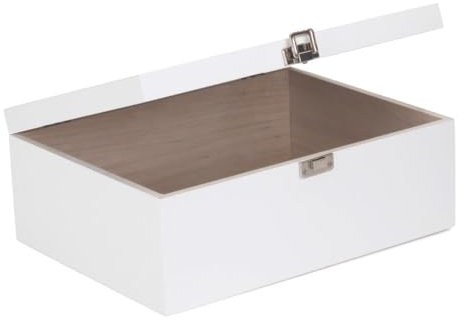 Red Hamper 36cm White Wooden Storage Box, Brown