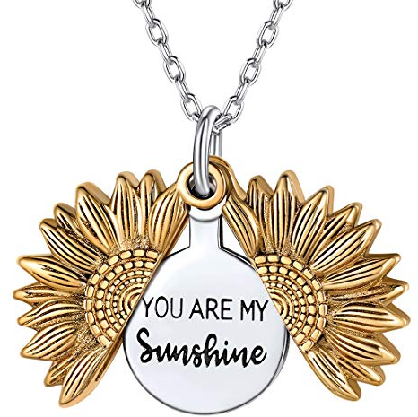 Nofade Halskette mit Sonnenblumen Anhänger Damen Kette Sonnenblume Beste Geschenke mit Schachtel Geschenkebox für Ihre Liebste
