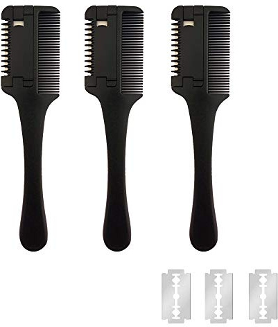 MSDADA Peigne Tondeuse à Cheveux,Peigne Rasoir pour Cheveux, 3 Pièces Peigne Rasoir Double Face avec 3 Lames de Rechange, Peigne Tondeuse Amincissement et Coupe des Cheveux, Coiffage à Domicile