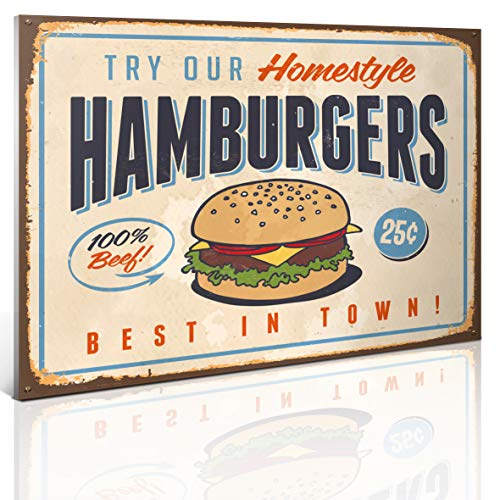 Megadecor Nummernschild, Vintage, aus Aluminium oder PVC, Home Burgers 30 cm x 25 cm (PVC 5 mm).