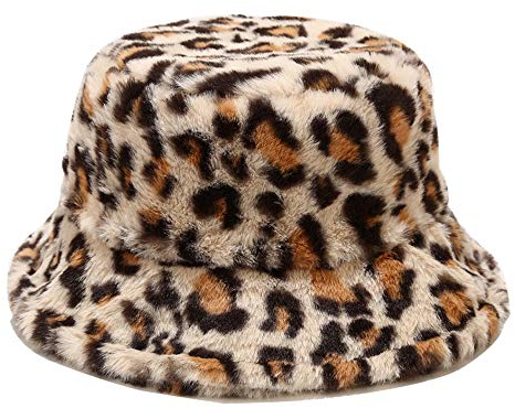 Umeepar Kunstpelz Fischerhut Flauschige Warme Hut Wintermütze for Damen(Leopardenmuster Beige)