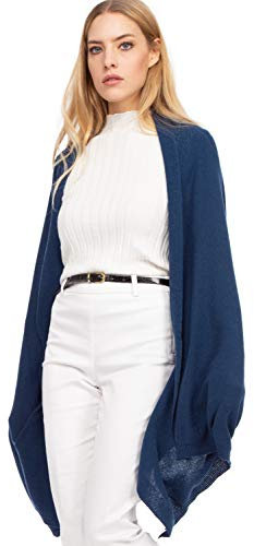 Marine Cashmere - Stola aus Kaschmir-Mischung für Damen, zartes und weiches Kaschmirgarn, MADE IN ITALY (Blau)