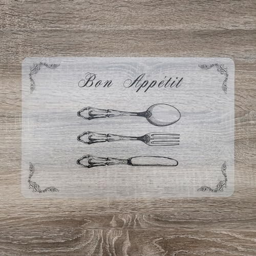 d-c-fix Tischset Rio Bon Appetit transparent - abwaschbare Unterlage für Küche & Esstisch - Platzset Platzdeckchen Teller Platzdecke Tisch-Untersetzer Set - 29 cm x 44 cm eckig