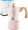 GROSCHE Milano-Maschine, Espressokocher für Herd, Greca-Kaffeemaschine, Herd-Kaffeemaschine und Espressokocher (Rosa, 6 Tassen)